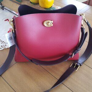 NWT Coach Willow Bucket/Shoulder Bag in Brick Red Multi C2590